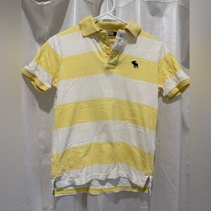 Abercrombie & Fitch Yellow and White Striped Polo Shirt